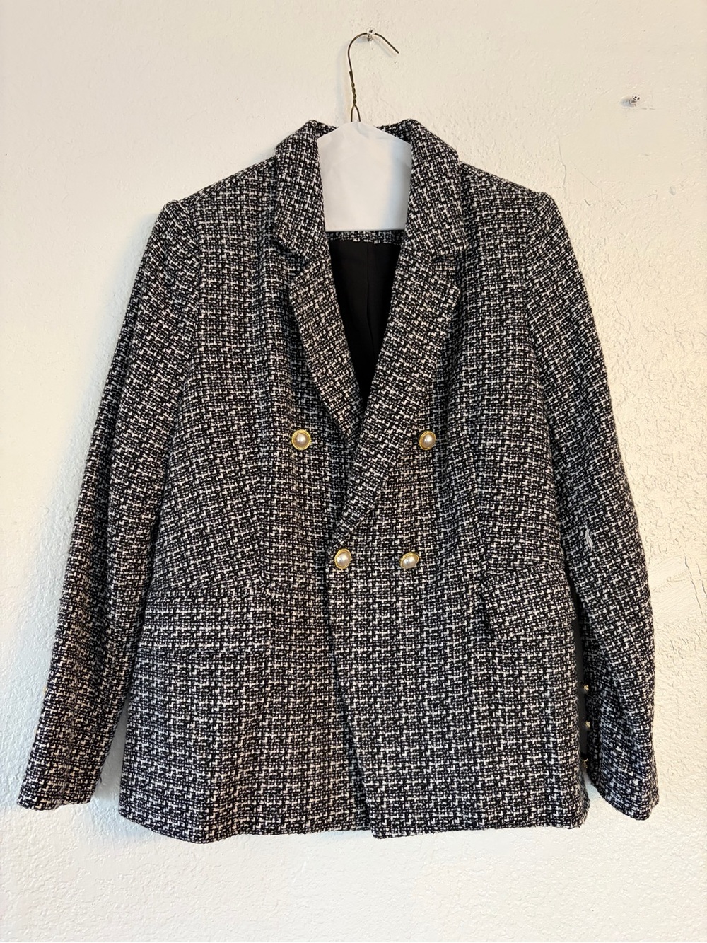 Black & White Tweed Women's Blazer Jacket